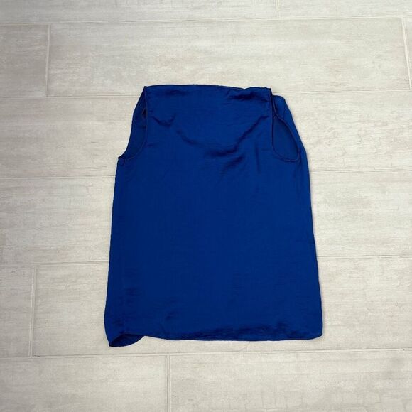 Willi Smith Blouse Sleeveless Top Flowy Blue Lightweight Silk-feel Small Tank - Picture 6 of 7